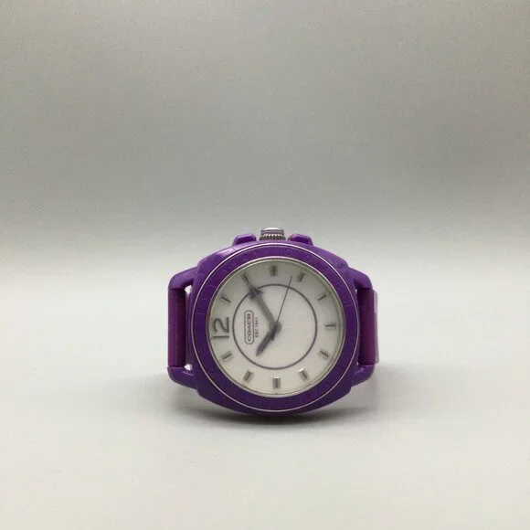 Coach Watch Women 40mm Purple Logo Dial Silicone Band New  display picture 2
